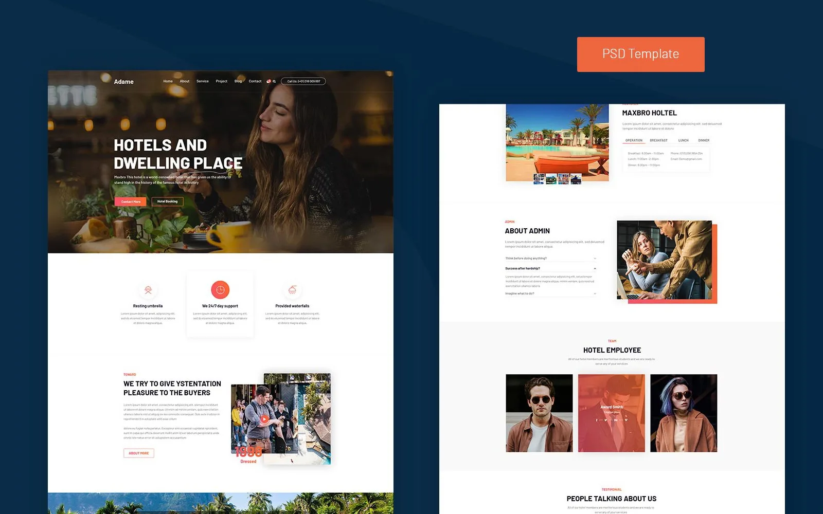 Adame – Hotel PSD Template