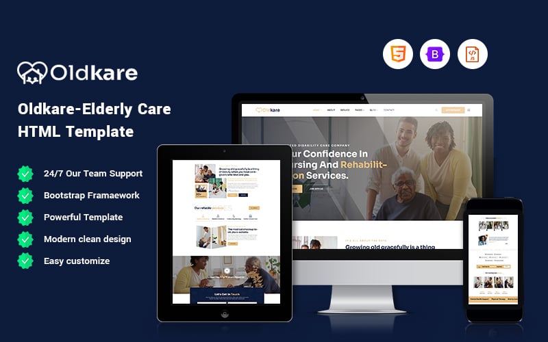 Oldkare - Elderly Care Website Template elementor loading issues