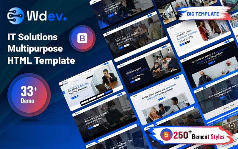 Wdev - Multipurpose Responsive Website Template Free and Premium