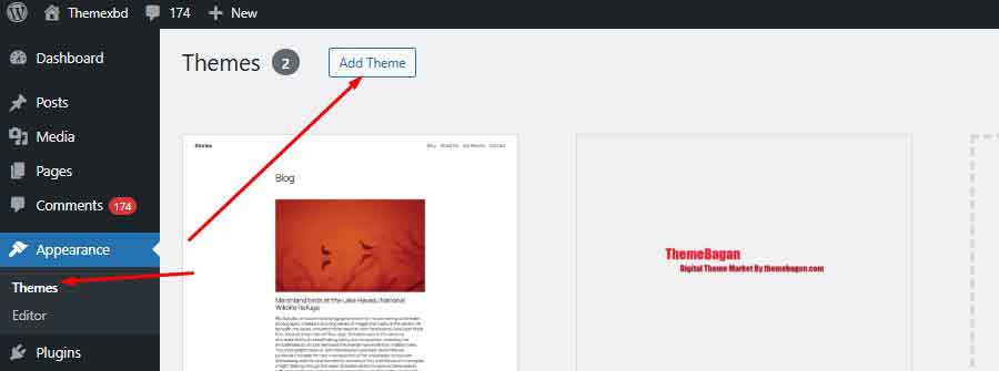 Change the theme (Appearance): 