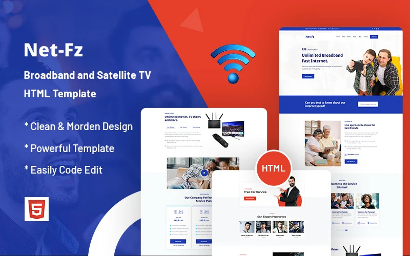 Netfz- is Internet, Broadband and Satellite TV Website Template